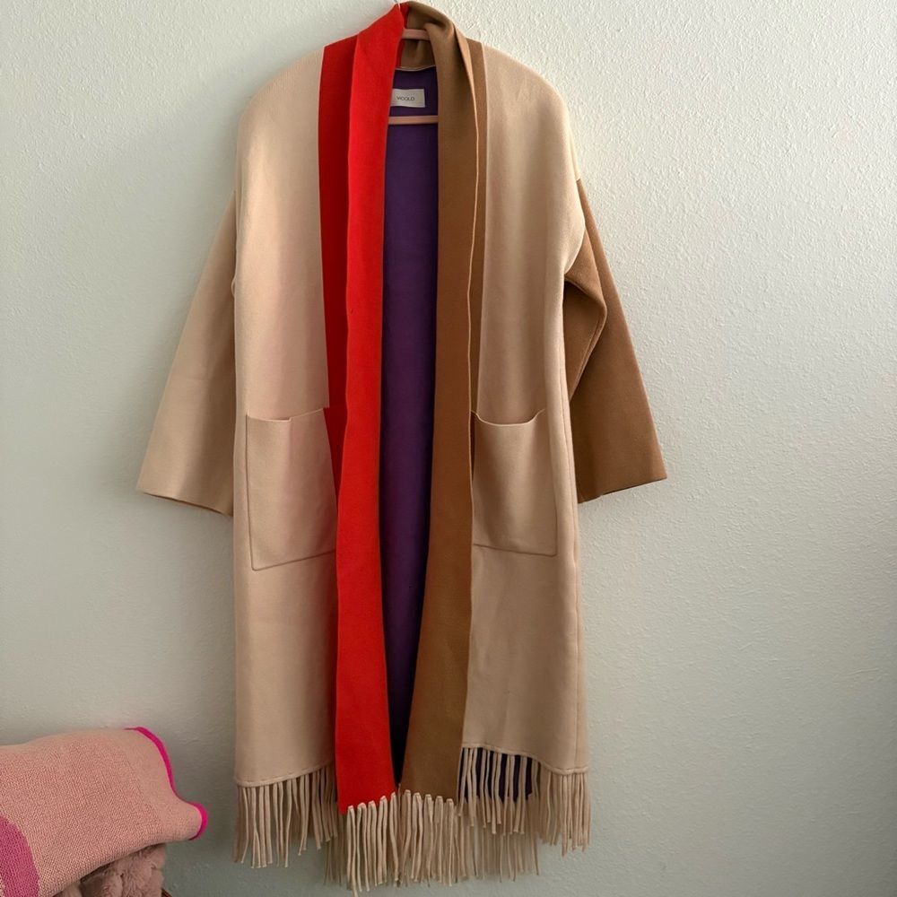 ViCOLO Made in Italy Cardigan Sweater Orange Tan Purple Fringe